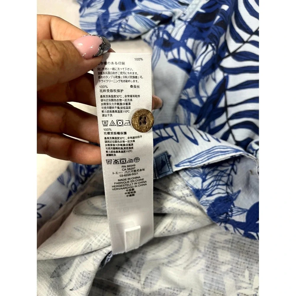 Y2K Tommy Bahama Shirt Mens XL Blue Tropical Hawaiian Camp Collar Button Up